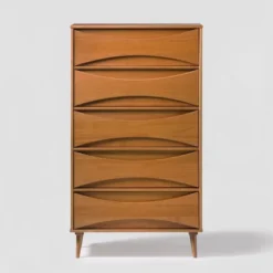 Mid-Century Modern Contoured 5 Drawer Chest Of Drawers - Saracina Home -Saracina Home Deals Store GUEST 5caa653a 811e 463e 86f8 f53ad4b36c6e