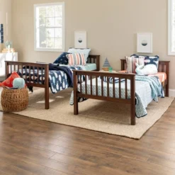 Twin Over Twin Transitional Cottage Solid Pine Bunk Bed Walnut - Saracina Home -Saracina Home Deals Store GUEST 5d387518 9553 4862 a964 b55e6299999e