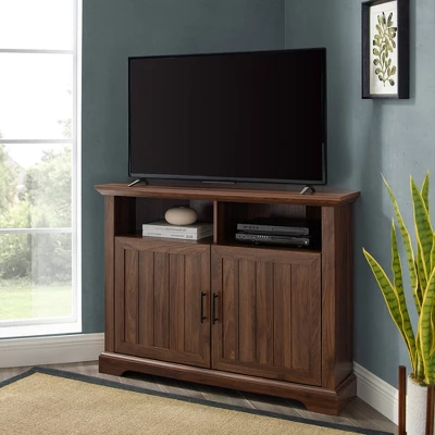 Grooved Door Corner TV Stand For TVs Up To 45" - Saracina Home 1 Grooved Door Corner TV Stand For TVs Up To 45" - Saracina Home