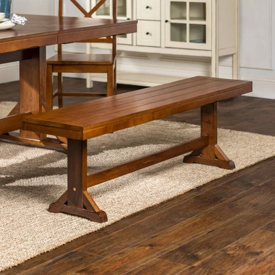 60" Trestle Leg Wood Dining Kitchen Bench - Saracina Home 1 60" Trestle Leg Wood Dining Kitchen Bench - Saracina Home