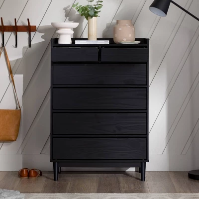 Mid-Century Modern Solid Wood 6 Drawer Vertical Dresser - Saracina Home 8 Mid-Century Modern Solid Wood 6 Drawer Vertical Dresser - Saracina Home - Image 8