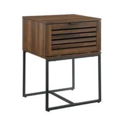 Visconti Boho Slat Pull Down Door Side Table Dark Walnut - Saracina Home -Saracina Home Deals Store GUEST 659ec25c 13f7 4ed9 a5d9 4380c541f97e