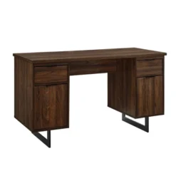 DuPonte Modern Double Sided Pedestal Executive Desk Dark Walnut - Saracina Home -Saracina Home Deals Store GUEST 65b63108 c959 4aba a296 8e923571c849
