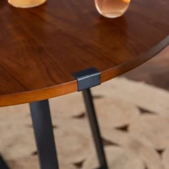 40" Urban Industrial Round Dining Table With Faux Wrap Leg Dark Walnut - Saracina Home -Saracina Home Deals Store GUEST 65b752a1 a470 4c70 a554 7b7a706fed25