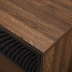 Modern Industrial Metal Mesh Sliding Door TV Stand For TVs Up To 80" Dark Walnut - Saracina Home -Saracina Home Deals Store GUEST 68bc1676 6051 4e86 8632 b35c64b611e6