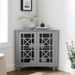 2 Door Corner Accent Cabinet With Fretwork Doors - Saracina Home -Saracina Home Deals Store GUEST 6aa69f84 0413 43ec 85f0 32657f3b8c98