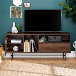 Modern Vinyl Record Player Storage TV Stand For TVs Up To 65" Dark Walnut - Saracina Home 19 Modern Vinyl Record Player Storage TV Stand For TVs Up To 65" Dark Walnut - Saracina Home -Saracina Home Deals Store GUEST 6c93749b 723f 48d5 b9a2 78d4a4813679