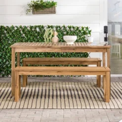 3pc Acacia Wood X Design Outdoor Patio Dining Set - Brown - Saracina Home -Saracina Home Deals Store GUEST 6d770303 bf3b 4b8f af2d 632862928d22