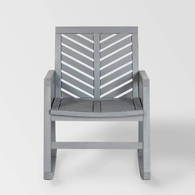 Slatted Chevron Acacia Wood Patio Rocking Chair - Saracina Home 2 Slatted Chevron Acacia Wood Patio Rocking Chair - Saracina Home - Image 2