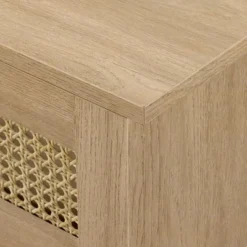 Modern Boho Floating TV Stand For TVs Up To 80" With Rattan Doors Coastal Oak - Saracina Home -Saracina Home Deals Store GUEST 745a3b8a 848e 4b6e 885e a5cf9fe591e4