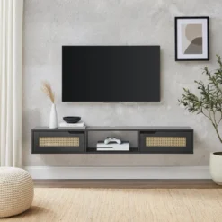 Modern Boho Floating TV Stand For TVs Up To 65" With Rattan Doors - Saracina Home 16 Modern Boho Floating TV Stand For TVs Up To 65" With Rattan Doors - Saracina Home -Saracina Home Deals Store GUEST 76eac520 24ad 47c2 a6b9 24cf0016994e