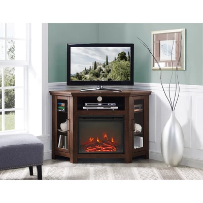 Glass Door Electric Fireplace Corner TV Stand For TVs Up To 50" - Saracina Home 11 Glass Door Electric Fireplace Corner TV Stand For TVs Up To 50" - Saracina Home - Image 11