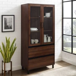 68" Glass Door Storage Hutch With Drawers - Saracina Home -Saracina Home Deals Store GUEST 7b3f7fe4 ebee 4be1 9216 88676888f83b