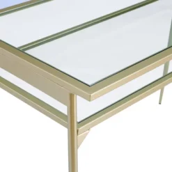 Modern 2 Tier Glass Top Writing Desk With Metal Legs Gold - Saracina Home -Saracina Home Deals Store GUEST 7cfdf8b6 920c 400b 87db b9284962d0a9