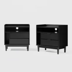 2pk Mid-Century Modern Solid Wood 2 Drawer Storage Nightstands - Saracina Home 15 2pk Mid-Century Modern Solid Wood 2 Drawer Storage Nightstands - Saracina Home -Saracina Home Deals Store GUEST 7ec02fdf f38c 4ef2 8a65 1390845091ae