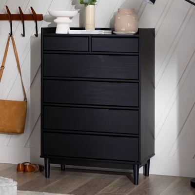 Mid-Century Modern Solid Wood 6 Drawer Vertical Dresser - Saracina Home 1 Mid-Century Modern Solid Wood 6 Drawer Vertical Dresser - Saracina Home