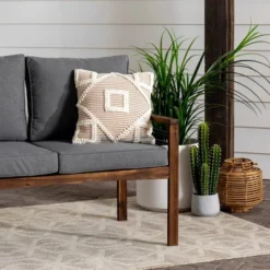 Saybrook Modern Metal And Wood Patio Loveseat - Gray/Dark Brown - Saracina Home 13 Saybrook Modern Metal And Wood Patio Loveseat - Gray/Dark Brown - Saracina Home -Saracina Home Deals Store GUEST 86879b55 3938 4727 9563 eccc69fd1d33