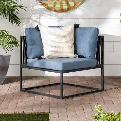 Outdoor Modern Modular Patio Corner Chair Blue - Saracina Home 2 Outdoor Modern Modular Patio Corner Chair Blue - Saracina Home - Image 2
