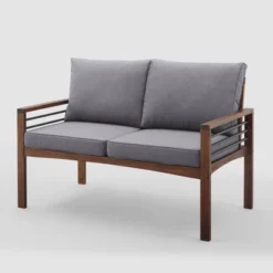 Saybrook Modern Metal And Wood Patio Loveseat - Gray/Dark Brown - Saracina Home 14 Saybrook Modern Metal And Wood Patio Loveseat - Gray/Dark Brown - Saracina Home -Saracina Home Deals Store GUEST 87e73a6f 2a88 4b08 836f e43bcdbd4760