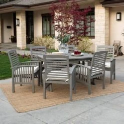 Ravenscroft 7pc Acacia Wood Patio Dining Set With Expandable Table Gray Wash - Saracina Home -Saracina Home Deals Store GUEST 889c2880 646f 4dc8 8afa 505dda3449d8