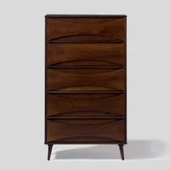 Mid-Century Modern Contoured 5 Drawer Chest Of Drawers - Saracina Home -Saracina Home Deals Store GUEST 898c4445 2261 44cc 8ff0 55ae9f093b39