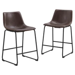 Set Of 2 Laslo Modern Upholstered Faux Leather Counter Height Barstools - Saracina Home -Saracina Home Deals Store GUEST 8a89e0ae 83ad 4732 8e30 d5fe08b456a7