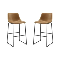 Set Of 2 Laslo Modern Upholstered Faux Leather Barstools - Saracina Home -Saracina Home Deals Store GUEST 8c012d75 c1e7 4c2d ab6f 6bef4ed84c65