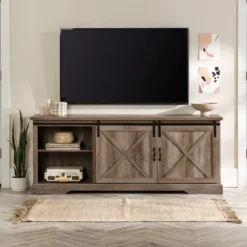 Clarabelle Double Sliding X Barn Door TV Stand For TVs Up To 80" - Saracina Home -Saracina Home Deals Store GUEST 8e1e8baf e18d 4219 bcfa 59f76785519d