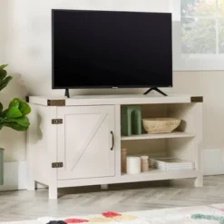 Clarabelle Rustic Industrial Barn Door TV Stand For TVs Up To 50" - Saracina Home -Saracina Home Deals Store GUEST 8f45b338 5fa3 461e 96a4 5d56a043e426