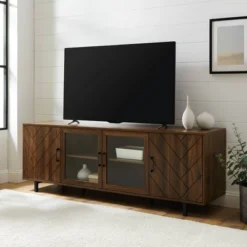 Vik Modern Boho 4 Door Herringbone TV Stand For TVs Up To 80" - Saracina Home -Saracina Home Deals Store GUEST 9063eb92 b49a 4de7 8042 61e07cd7b281