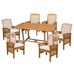 7pc Acacia Wood Patio Dining Set With Cushions - Saracina Home -Saracina Home Deals Store GUEST 9072023e f892 4abd acae 5ef356f7347a