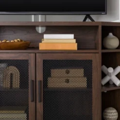 Corner TV Stand For TVs Up To 55" With Metal Mesh Doors - Saracina Home -Saracina Home Deals Store GUEST 90874f44 7a56 4e2e 9a74 aef7d9c18351