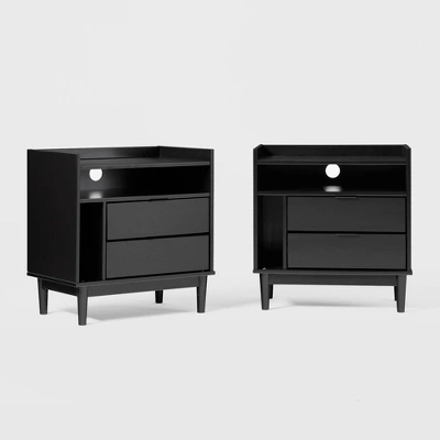 2pk Mid-Century Modern Solid Wood 2 Drawer Storage Nightstands - Saracina Home 11 2pk Mid-Century Modern Solid Wood 2 Drawer Storage Nightstands - Saracina Home - Image 11