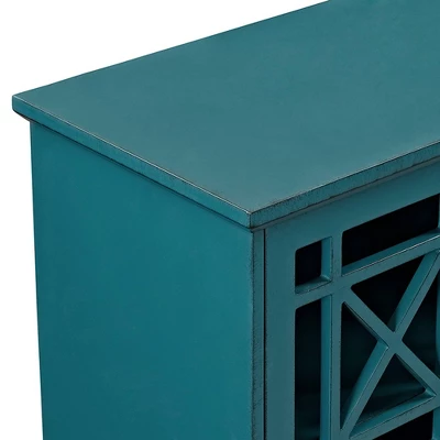Versatile Fretwork Accent Storage Cabinet Blue - Saracina Home 4 Versatile Fretwork Accent Storage Cabinet Blue - Saracina Home - Image 4
