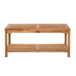 Ravenscroft Modern Boho Acacia Wood Slatted Outdoor Coffee Table With Lower Shelf - Saracina Home -Saracina Home Deals Store GUEST 96844e8b abd4 49c9 90db a4cf9d9bdccf
