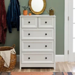Farmhouse 5 Drawer Grooved Tall Storage Dresser White - Saracina Home 16 Farmhouse 5 Drawer Grooved Tall Storage Dresser White - Saracina Home -Saracina Home Deals Store GUEST 96be5b13 02a3 4993 80b5 8619de96e45f