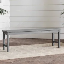New Release 19 Ravenscroft Modern Boho Acacia Wood Slat Top Outdoor Dining Bench - Gray Wash - Saracina Home