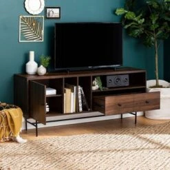 Modern Vinyl Record Player Storage TV Stand For TVs Up To 65" Dark Walnut - Saracina Home 18 Modern Vinyl Record Player Storage TV Stand For TVs Up To 65" Dark Walnut - Saracina Home -Saracina Home Deals Store GUEST 98d6a861 7091 418c 9351 ed4df69ef1a9