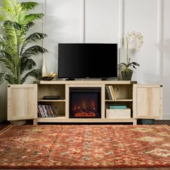 Clarabelle Double Door Farmhouse Electric Fireplace TV Stand For TVs Up To 65" - Saracina Home -Saracina Home Deals Store GUEST 9ad5d25c 9837 4e55 b4f9 c6207d38f03b