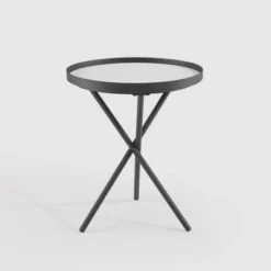 Modern Minimalist Intersecting Tripod Leg Side Table Black/Faux White Marble - Saracina Home -Saracina Home Deals Store GUEST 9c63270b 2b0f 47bd 80c6 5ee6ffc4f68d