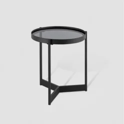 Modern Minimalist Tray Top Round Glass Side Table Black - Saracina Home -Saracina Home Deals Store GUEST 9c9c5e1e a4df 40d2 80e4 2e6a23e7f8c3