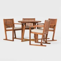 Saracina Home 5pc Modern Slatted Acacia Outdoor Dining Set With Round Table -Saracina Home Deals Store GUEST 9d726d02 3bf0 4f04 9439 6de7c83b7e6c