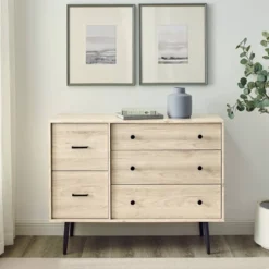 Ivora Lifted Mid-Century Modern Asymmetrical 5 Drawer Dresser - Saracina Home -Saracina Home Deals Store GUEST a177ed74 4537 4f4a b9db f2c581dbedf6