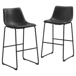Set Of 2 Laslo Modern Upholstered Faux Leather Barstools - Saracina Home -Saracina Home Deals Store GUEST a4add1a4 bb2f 4cbe ae20 d66ff887ef75