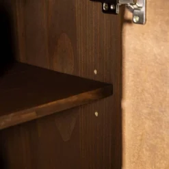 58" Modern Boho Solid Pine Wood Closed Storage Sideboard Brown - Saracina Home -Saracina Home Deals Store GUEST a63799b1 c1ca 4847 bcdd e5e77622eeeb