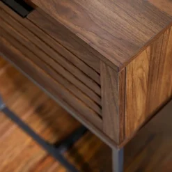 Visconti Boho Slat Pull Down Door Side Table Dark Walnut - Saracina Home -Saracina Home Deals Store GUEST a98cfae4 0c12 4b45 864d eb90f816678c