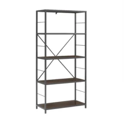 63" 4 Shelf Industrial Transitional Tall Bookshelf - Saracina Home 10 63" 4 Shelf Industrial Transitional Tall Bookshelf - Saracina Home -Saracina Home Deals Store GUEST ab82027f f17b 4ed3 b4bd 3cb00f9141d7