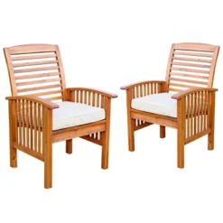2pk Acacia Wood Patio Chairs With Cushions - Saracina Home 18 2pk Acacia Wood Patio Chairs With Cushions - Saracina Home -Saracina Home Deals Store GUEST acd7214a 76b0 403e 972d 5efea809fff0