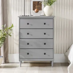 Stiva Classic Mid-Century Modern Vertical 4 Drawer Dresser Gray - Saracina Home -Saracina Home Deals Store GUEST b17e12e6 10b7 4997 9975 99310ea2dd7e