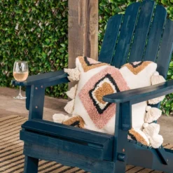 Genovia Transitional Acacia Wood Outdoor Adirondack Chair With Wine Holder - Saracina Home -Saracina Home Deals Store GUEST b420c004 5b86 4911 b3e8 3e24602fcde7